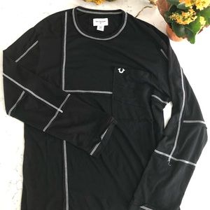 True Religion Black on Black Color Block T-shirt